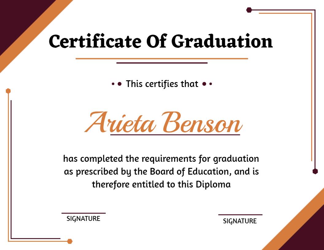 Elegant Minimalist Graduation Diploma Achievement Certificate Template