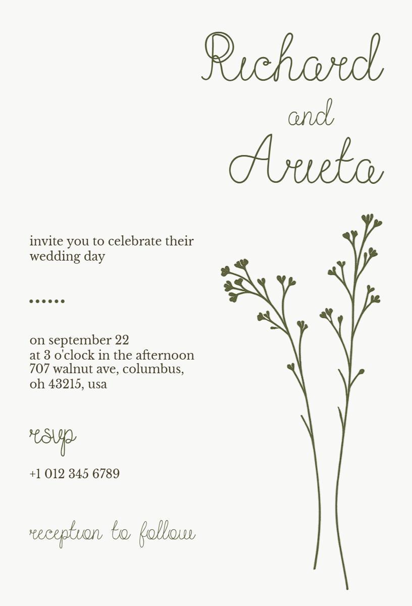 Elegant Minimalist Greenery Wedding Celebration Invitation Template