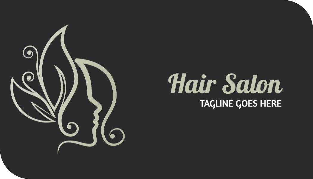 Elegant Minimalist Hair Salon with Leaf Motif Business Card Template