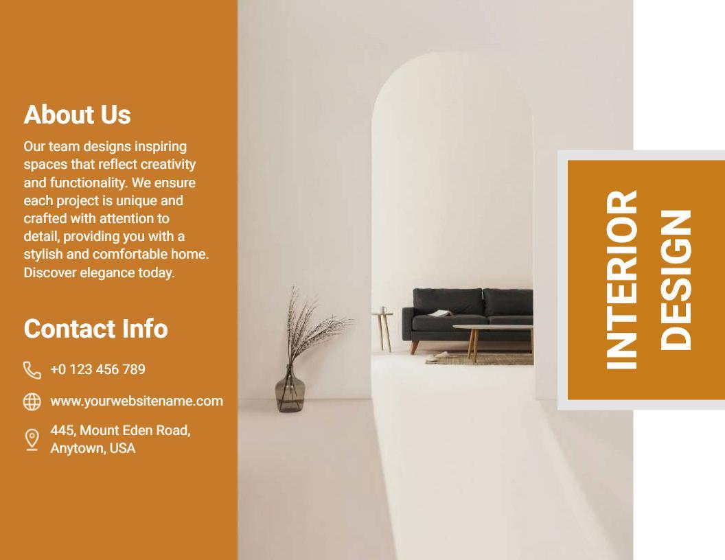 Elegant Minimalist Interior Design Space Showcase Brochure Template