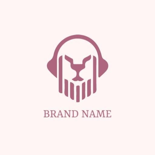 Elegant Minimalist Lion Headphone Design for Music Logo Template