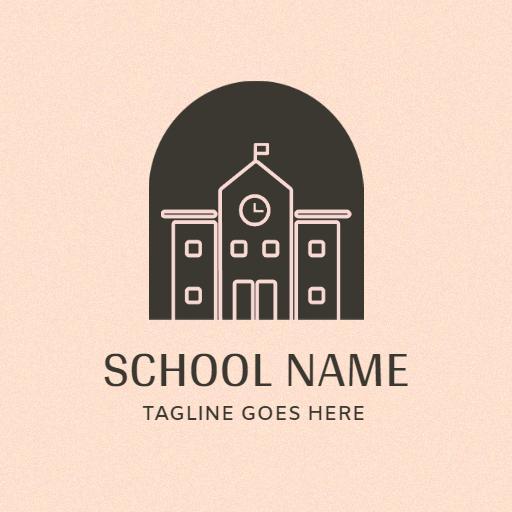 Elegant Minimalist School Building Design with Pink Accent Logo Template