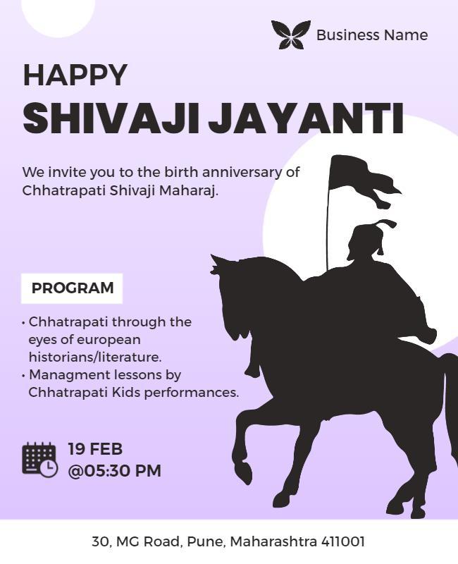 Elegant Minimalist Shivaji Jayanti Celebration Poster Template