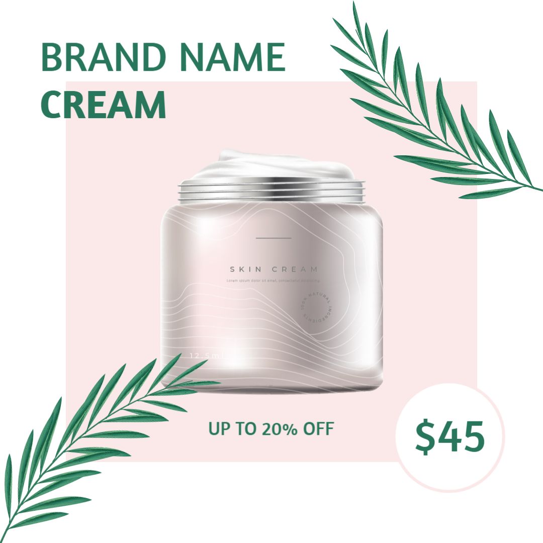 Elegant Minimalist Skin Cream Promotion with Discount Ad Template