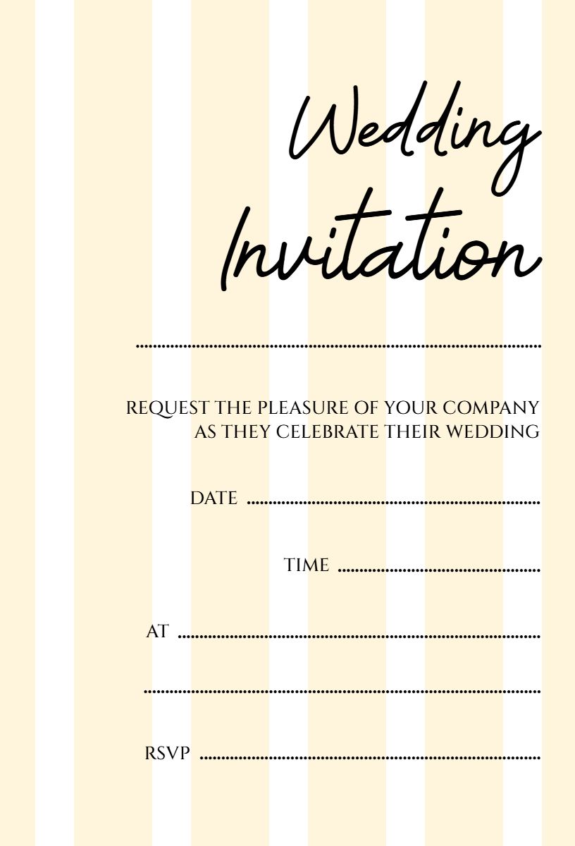 Elegant Minimalist Striped Blank Wedding Invitation Template