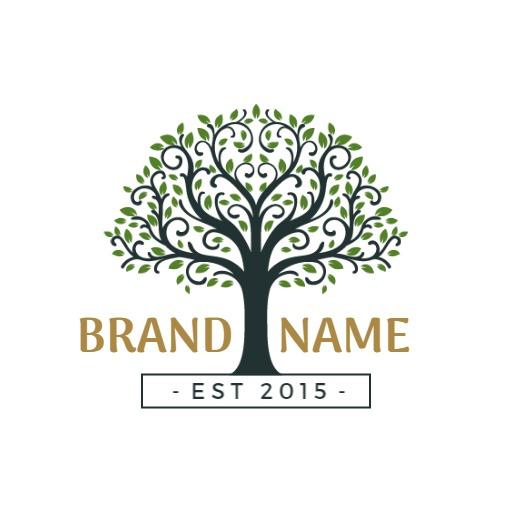 Elegant Minimalist Tree Design with Fresh Green Leaves Logo Template