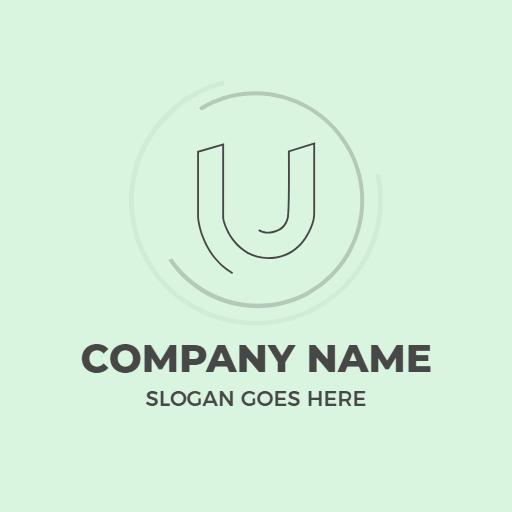 Elegant Minimalist U Letter Design with Soft Green Background Logo Template