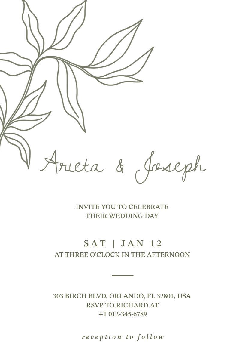 Elegant Minimalist Wedding Day Celebration Invitation Template