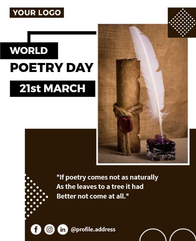 Elegant Minimalist World Poetry Day Celebration Poster Template