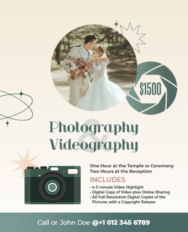 Elegant Mint Green Photography and Videography Package Poster Template