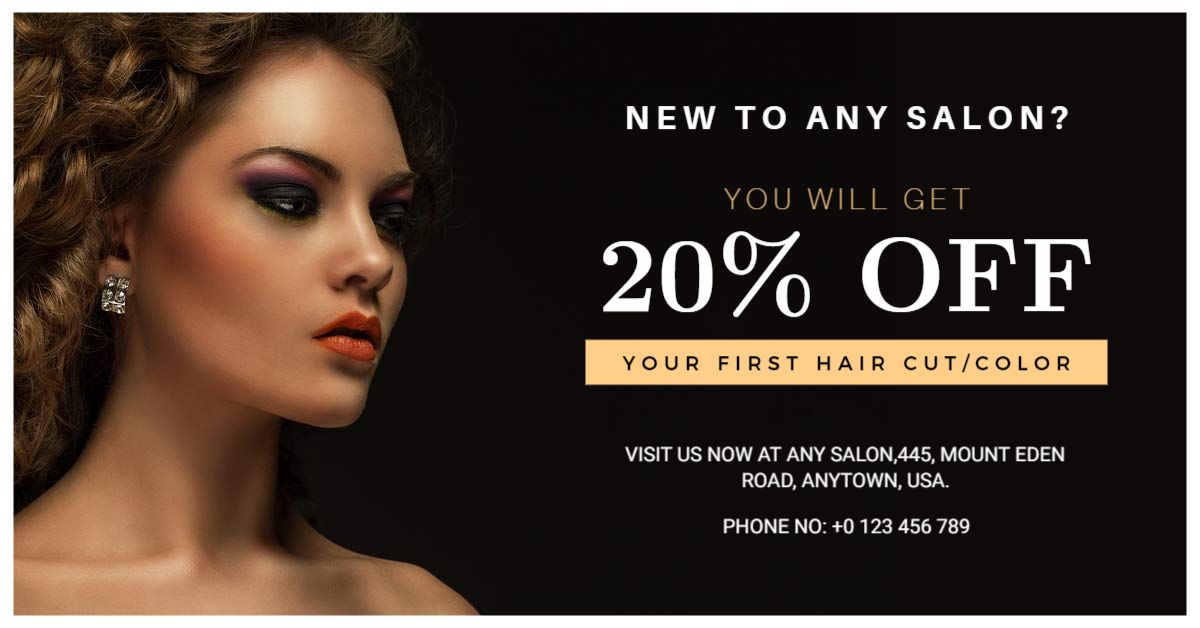Elegant Model with Discount Offer for Your Salon Banner Template