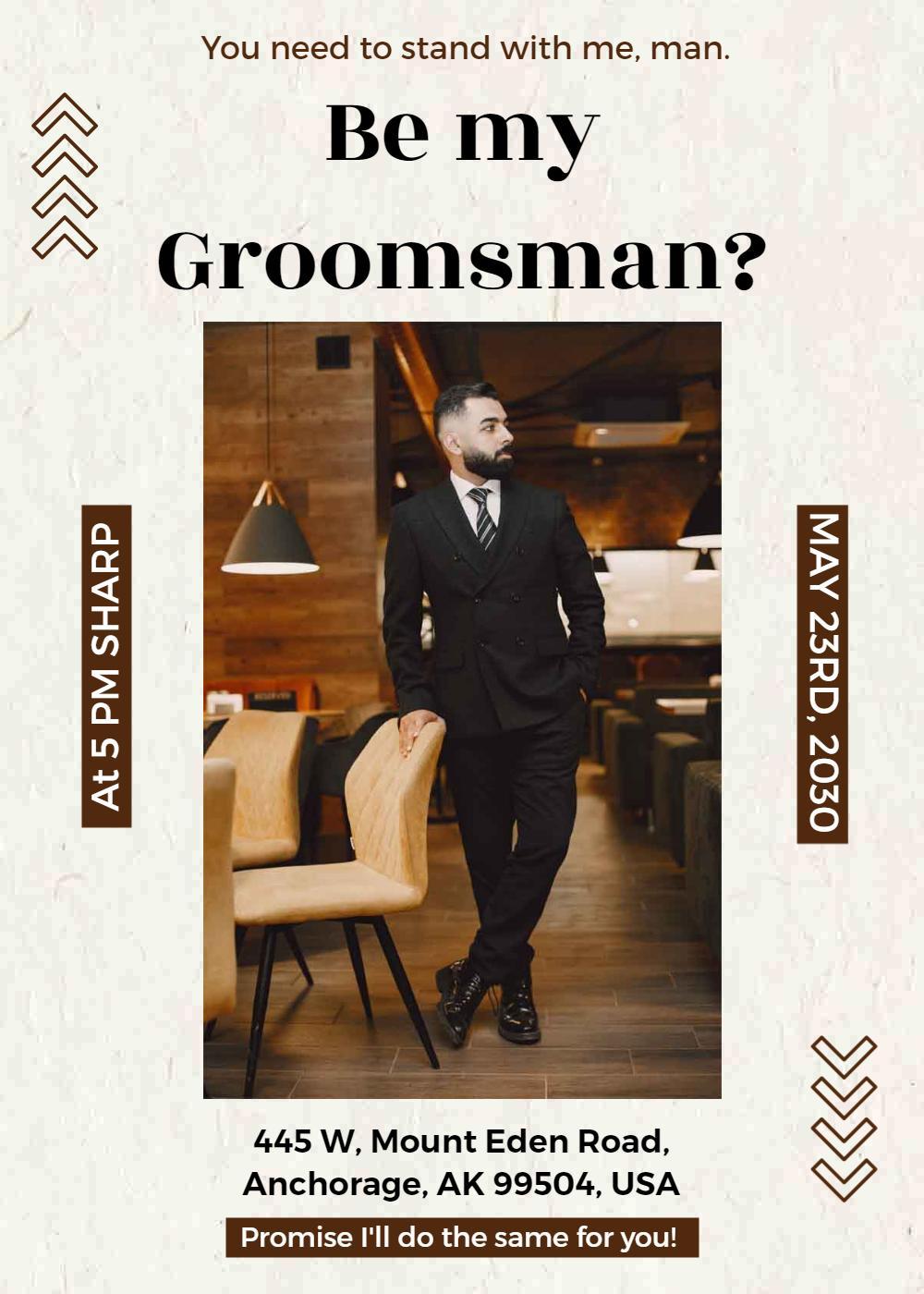 Elegant Modern Be My Groomsman Invitation Template