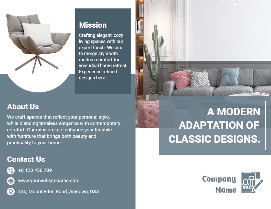 Elegant Modern Classic Interior Design Services Brochure Template