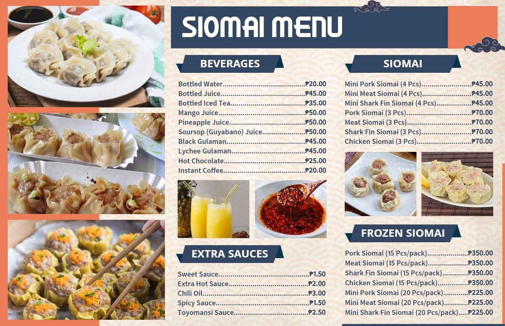 Elegant Modern Design Siomai Menu Template