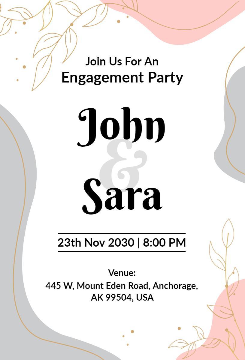 Elegant Modern Floral Engagement Party Invitation Template