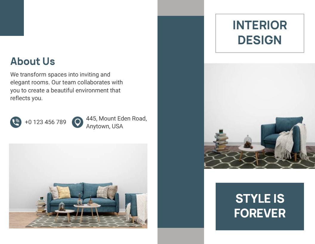 Elegant Modern Interior Design Home Spaces Brochure Template