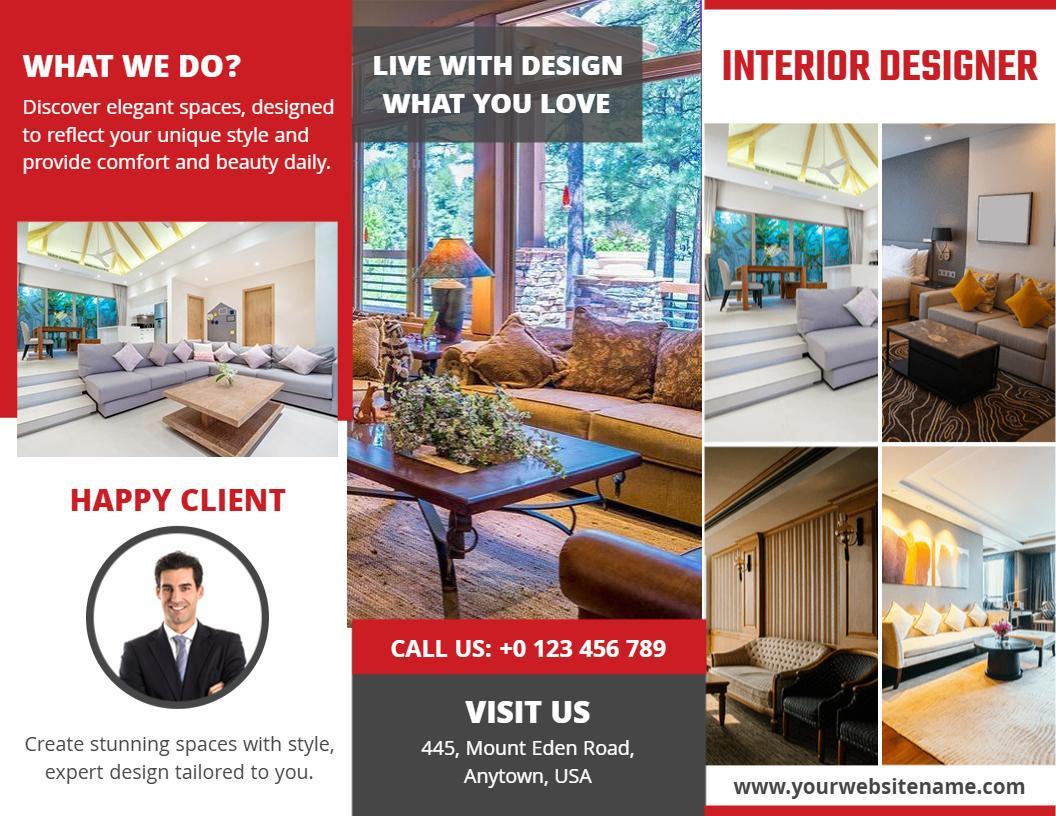 Elegant Modern Interior Design Services and Consultation Brochure Template