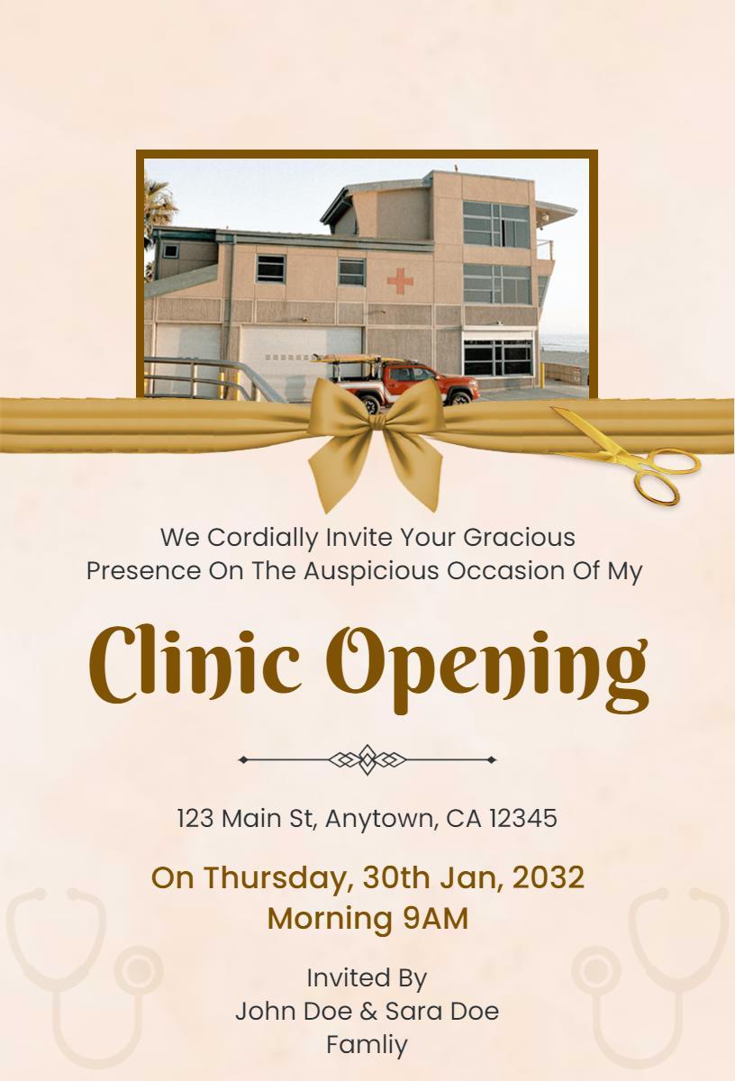 Elegant Modern Medical Clinic Grand Opening Invitation Template