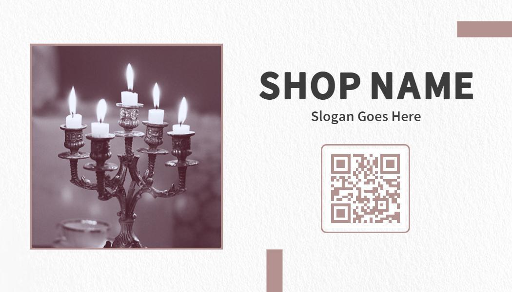Elegant Monochrome Candlelit Shop Business Card Template