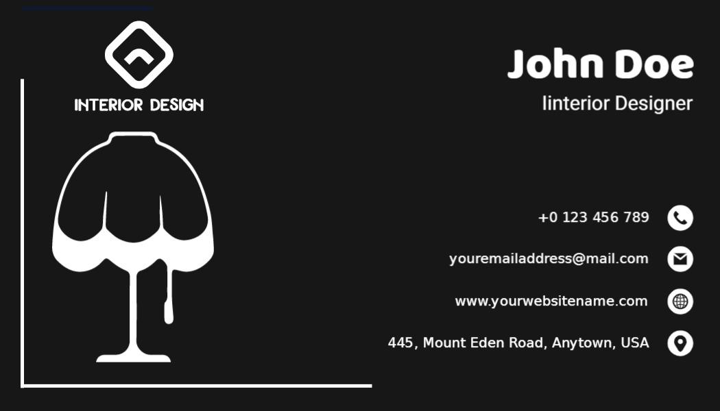 Elegant Monochrome Interior Design Professional Business Card Template