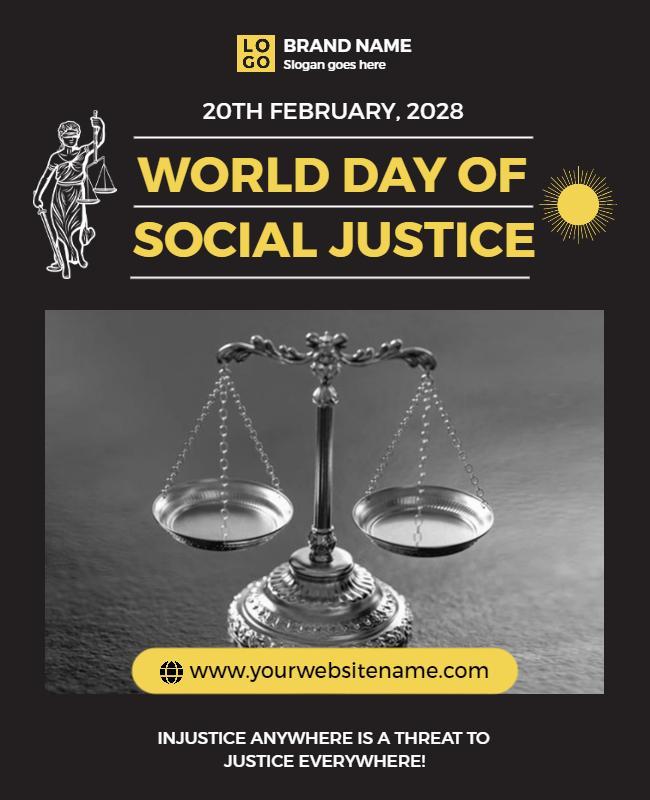 Elegant Monochrome Justice Awareness Event Poster Template