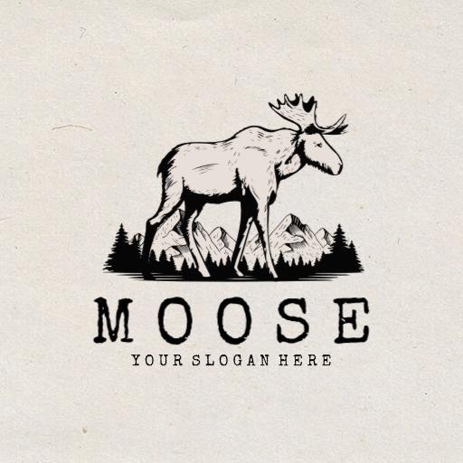 Elegant Moose Design Surrounded by Majestic Mountains Logo Template