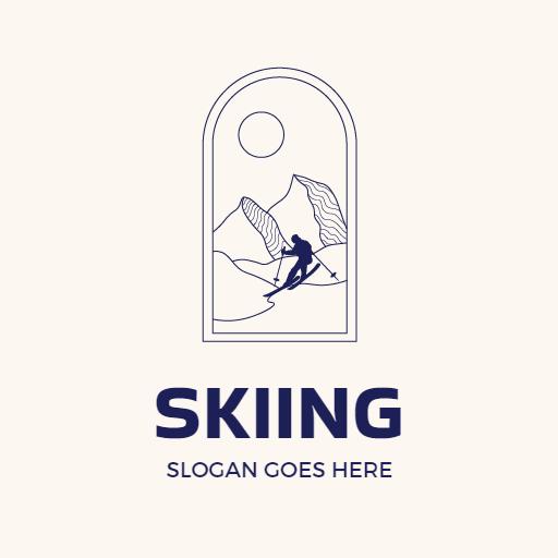 Elegant Mountain Scene Highlighting Skiing Adventure Logo Template