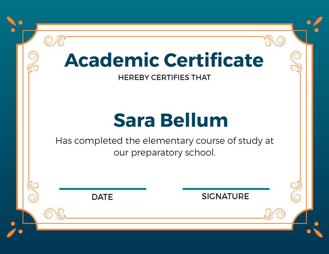 Elegant Navy Academic Achievement Certificate Template