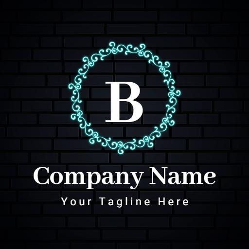 Elegant Neon Decorative Frame Featuring Initials Logo Template