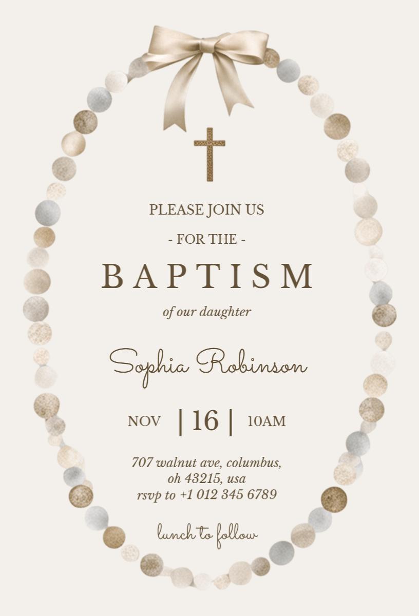 Elegant Neutral Baptism Celebration Invitation Template