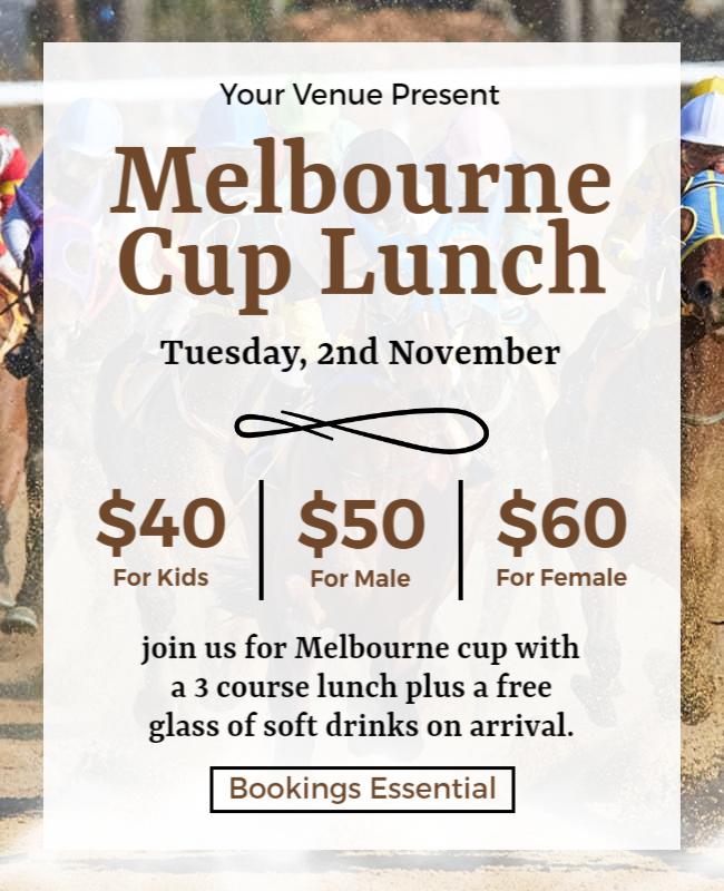Elegant Neutral Melbourne Cup Lunch Event Poster Template