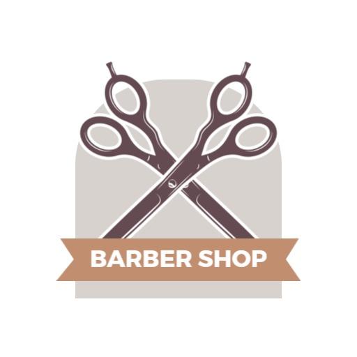 Elegant Neutral Scissors Design for Barber Shop Logo Template