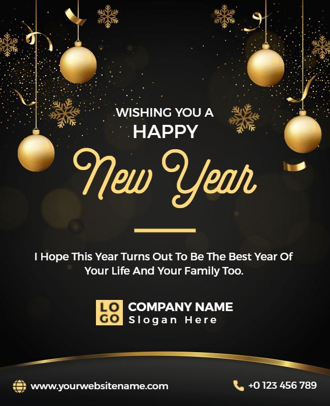 Elegant New Year Celebration Greetings Flyer Template