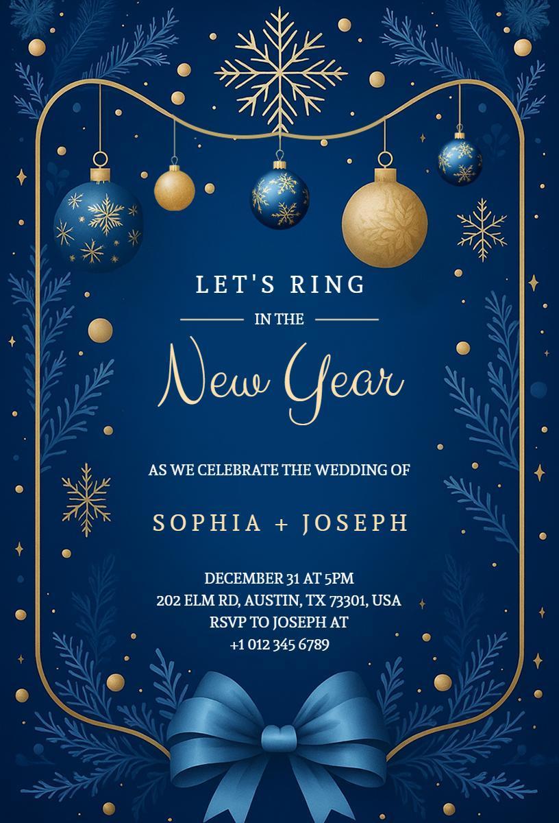 Elegant New Year Wedding Celebration Invitation Template