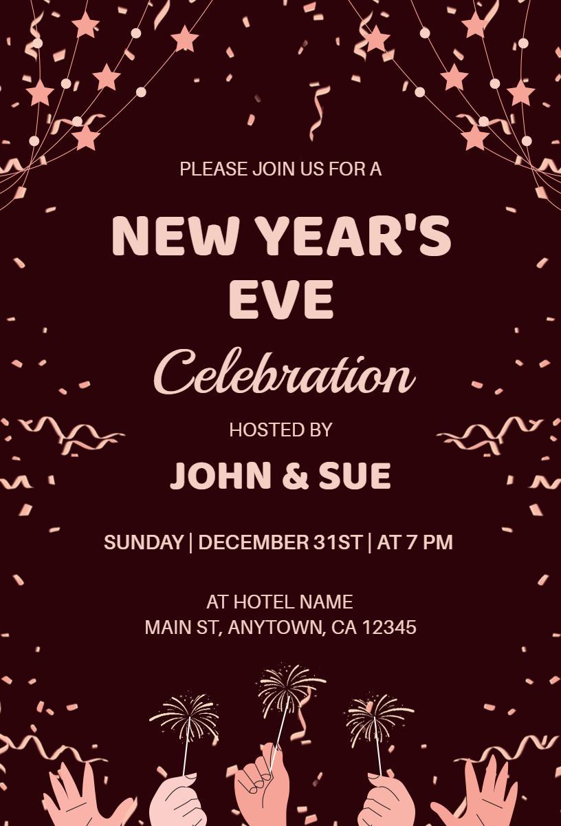 Elegant New Year’s Eve Celebration Party Invitation Template
