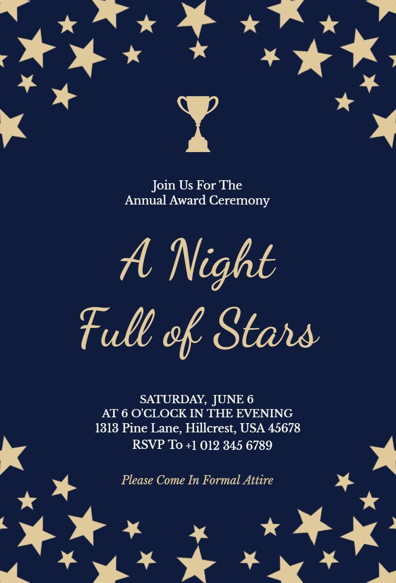 Elegant Night Full of Stars Awards Ceremony Invitation Template