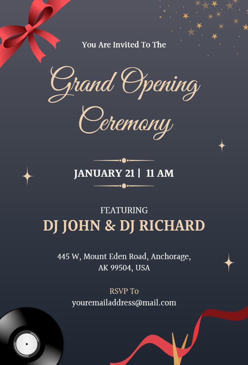 Elegant Nighttime Grand Opening Ceremony Invitation Template