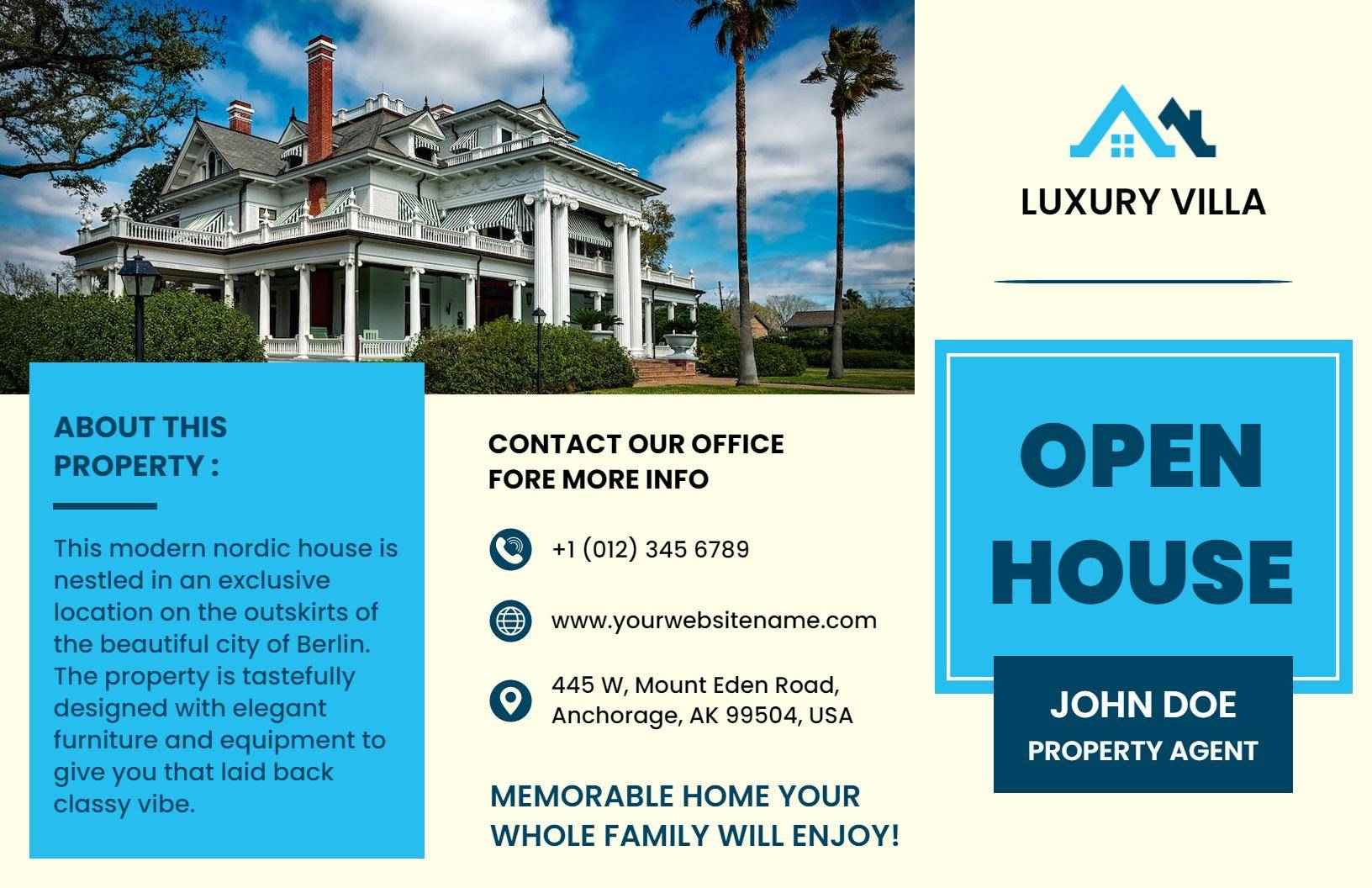 Elegant Nordic Luxury Villa Open House Property Brochure Template