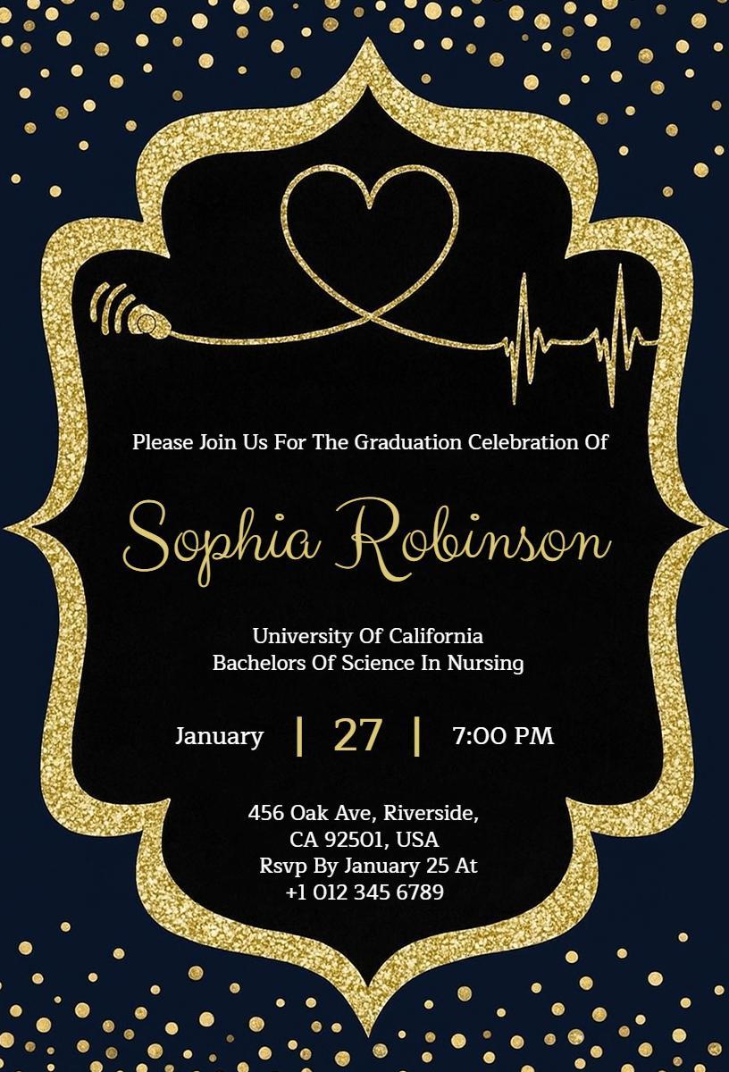 Elegant Nursing Graduation Celebration Event Invitation Template
