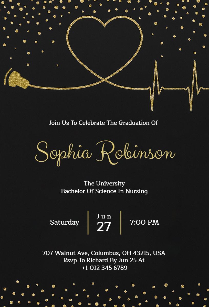 Elegant Nursing Graduation Ceremony Celebration Invitation Template