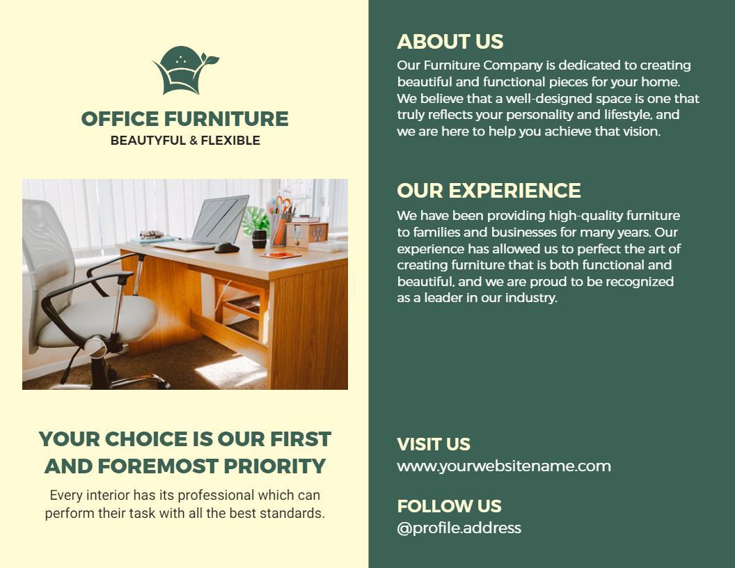 Elegant Office Furniture Solutions for Home and Business Brochure Template