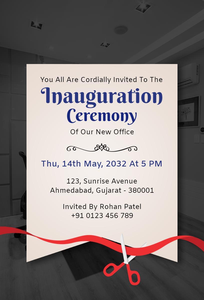 Elegant Office Inauguration Ceremony Grand Opening Invitation Template