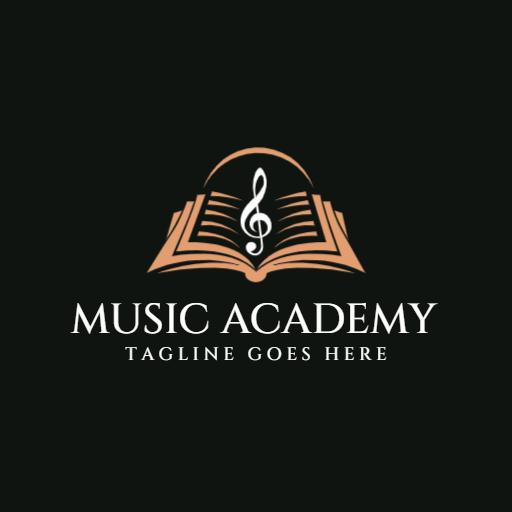 Elegant Open Book with Musical Notes for Music Academy Logo Template
