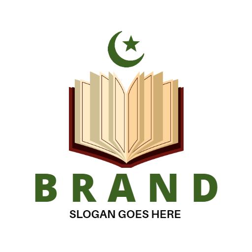 Elegant Open Quran with Star and Crescent Symbol Logo Template