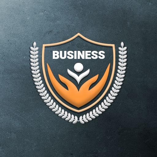 Elegant Orange and Black Business Shield Mockup Logo Template