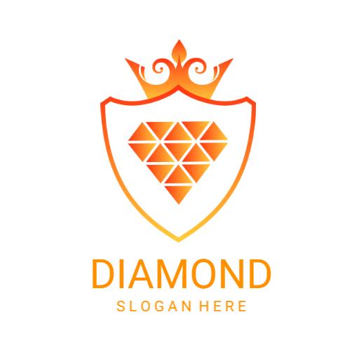 Elegant Orange Diamond Design with Royal Emblem Logo Template