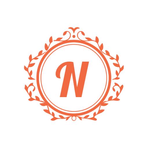 Elegant Orange Floral Design Featuring the Letter N Logo Template