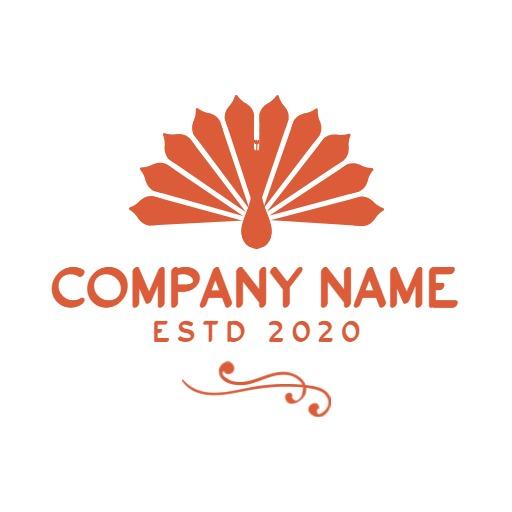 Elegant Orange Peacock Design Representing Nature's Beauty Logo Template