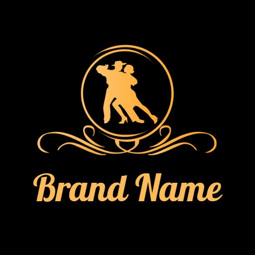 Elegant Orange Swing Dance Partners Embrace Dance Logo Template