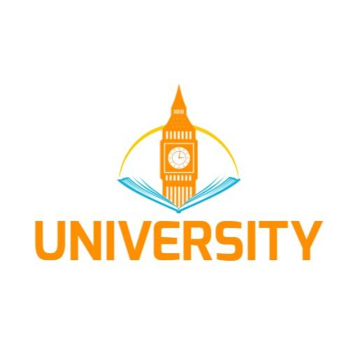 Elegant Orange University Design Featuring Iconic Clock Logo Template
